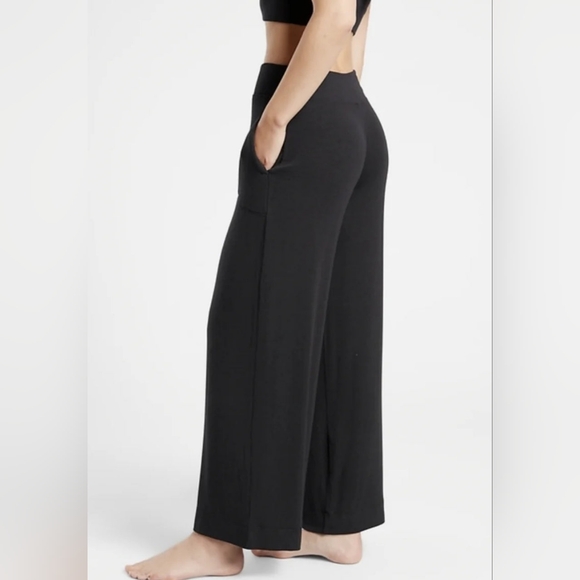 Athleta Well Rested Rib Sleep Wide Leg Pajama Pant In Black Size XL - Picture 2 of 11